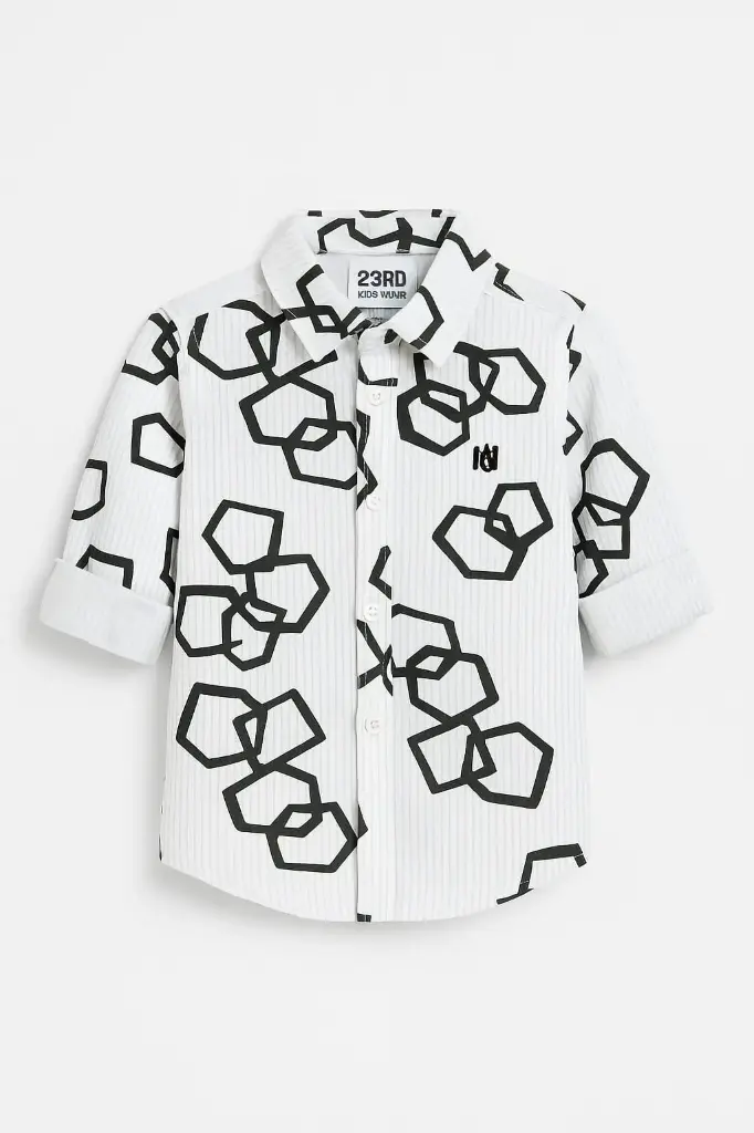 Geometric Print White Shirt