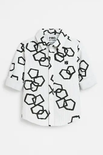 Geometric Print White Shirt